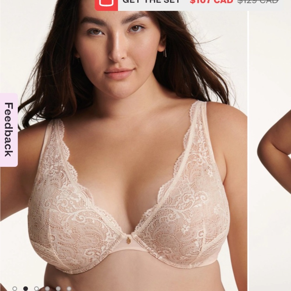 34F ThirdLove lace contour plunge bra